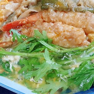 ご飯が旨い！　残り物で「春菊の天とじ」